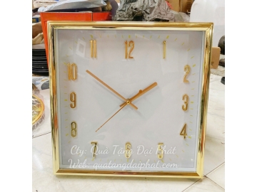 ĐỒNG HỒ TREO TƯỜNG HÌNH VUÔNG MẠ KIM IN LOGO