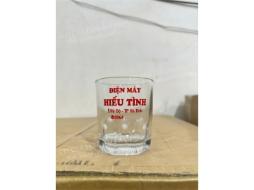 LY THỦY TINH IN LOGO THƯƠNG HIỆU ĐIỆN MÁY HIẾU TÌNH