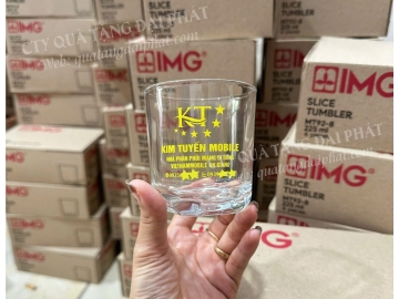 LY THỦY TINH IN LOGO KIM TUYẾN MOBIE