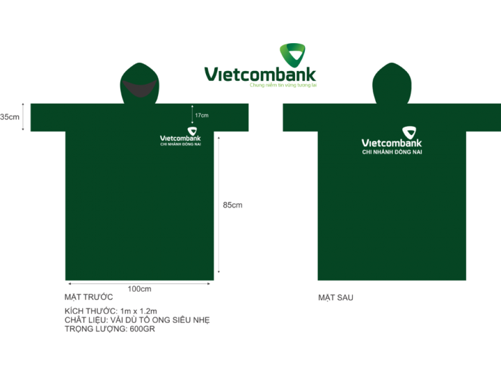 ÁO MƯA CÁNH DƠI IN LOGO VIETCOMBANK 